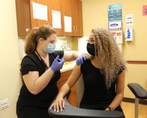 patient receiving a shot